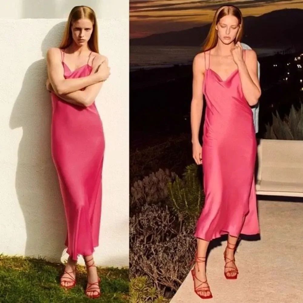 ✨ZARA SATIN CAMISOLE Lingerie Style Slip On DRESS✨